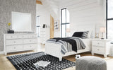 Fortman White Panel Bedroom Set Twin 4: Bed, Dresser, Mirror, Chest from Ella Furniture