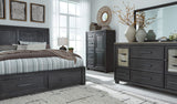 Foyland Black Brown Panel Storage Bedroom Set King 3: Bed, Dresser, Mirror from Ella Furniture