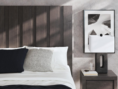 Fraluna Charcoal Panel Bedroom Set Queen 3: Bed, Dresser, Mirror from Ella Furniture