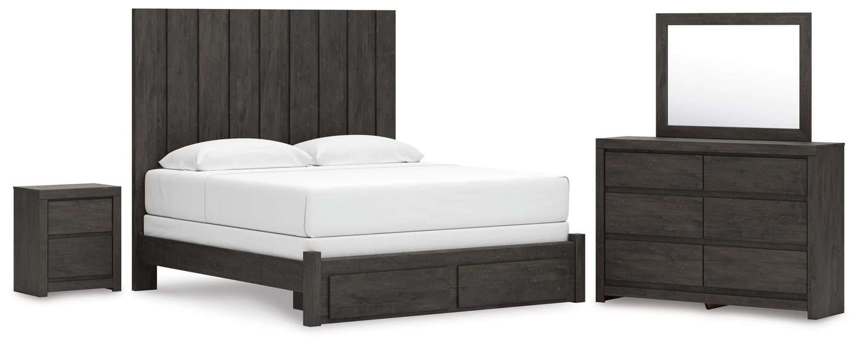 Fraluna Charcoal Panel Storage Bedroom Set view 2
