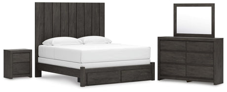 Fraluna Charcoal Panel Storage Bedroom Set view 2