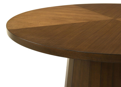 Galindo 52-inch Round Walnut Veneer Dining Table Walnut view 5