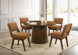 Galindo 52-inch Round Walnut Veneer Dining Table Walnut view 8