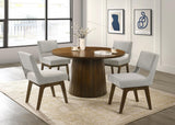 Galindo 52-inch Round Walnut Veneer Dining Table Walnut view 9