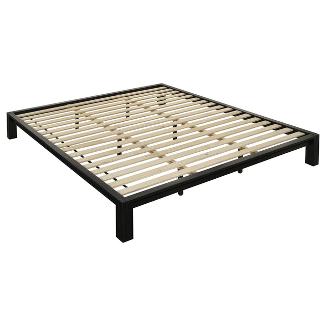 Gislen Eastern King Easy Assembly Wood Platform Bed Black from Ella Furniture