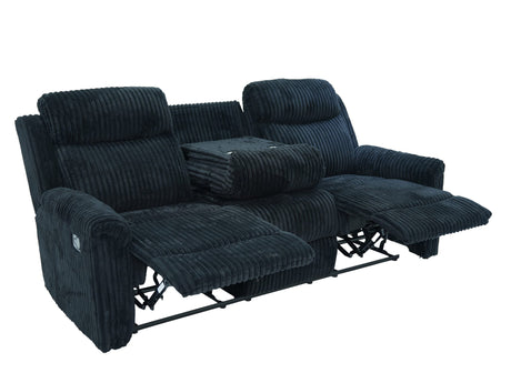 Grace Black Corduroy Reclining Sofa with Drop-Down Table, Loveseat, and Glider Recliner Set view 13