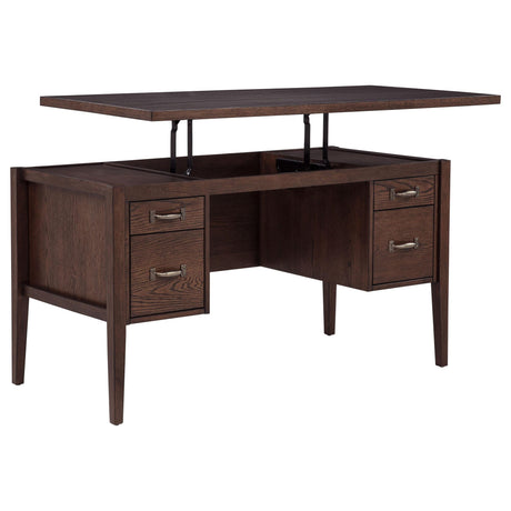 Graham 54-inch 4-drawer Double Pedestal Lift Top Computer Desk Chocolate from Ella Furniture