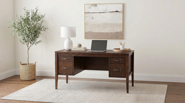 Graham 54-inch 4-drawer Double Pedestal Lift Top Computer Desk Chocolate view 2