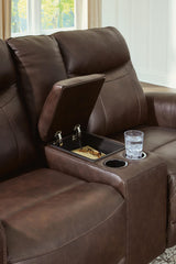 Gravier Cordova Leather Power Reclining Loveseat with Console from Ella Furniture