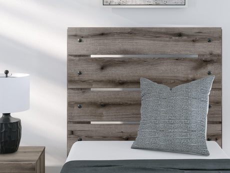 Graystorm Brown Gray Panel Bedroom Set Twin 4: Bed, Dresser, Mirror, Chest from Ella Furniture