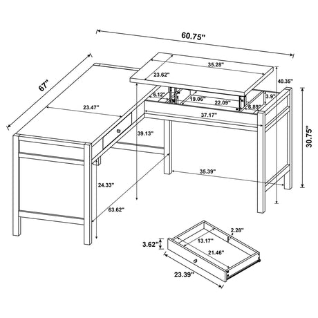 Hogan 1-drawer Lift Top L-shape Computer Writing Desk Mango view 10