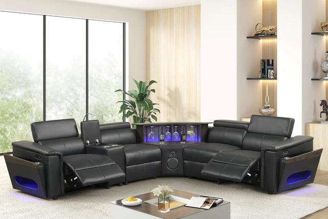 Holiday Black Power Reclining Sectional w Bluetooth Speakers from Ella Furniture