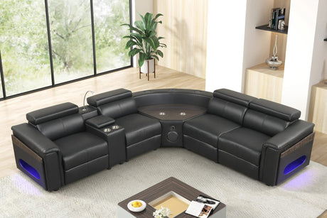 Holiday Black Power Reclining Sectional w Bluetooth Speakers view 2