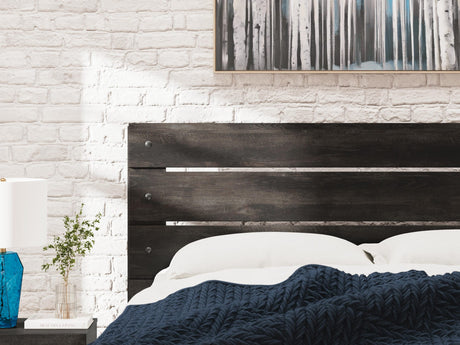Hollivern Dark Gray Panel Bedroom Set King 3: Bed, Dresser, Mirror from Ella Furniture