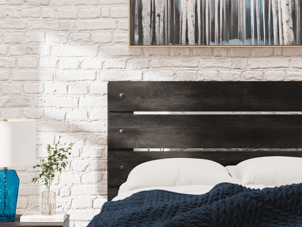 Hollivern Dark Gray Panel Bedroom Set — 4-Drawer Under-Bed Storage