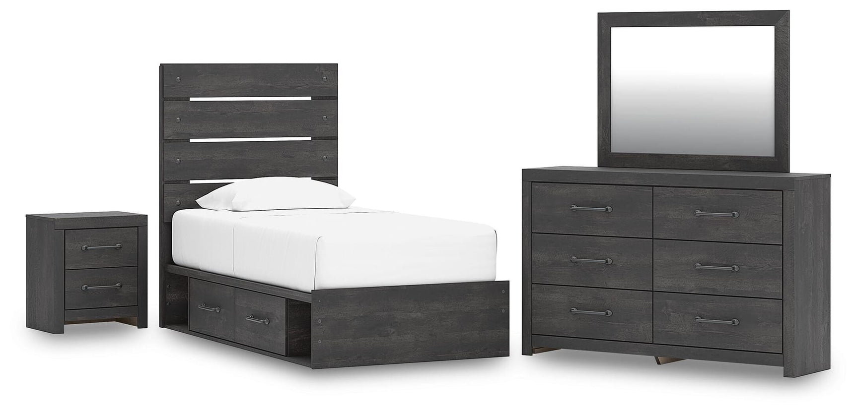 Hollivern Dark Gray Panel Storage Bedroom Set 2 view 2