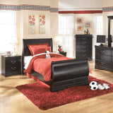 Huey Vineyard Black Sleigh Bedroom Set Queen 3: Bed, Dresser, Mirror from Ella Furniture