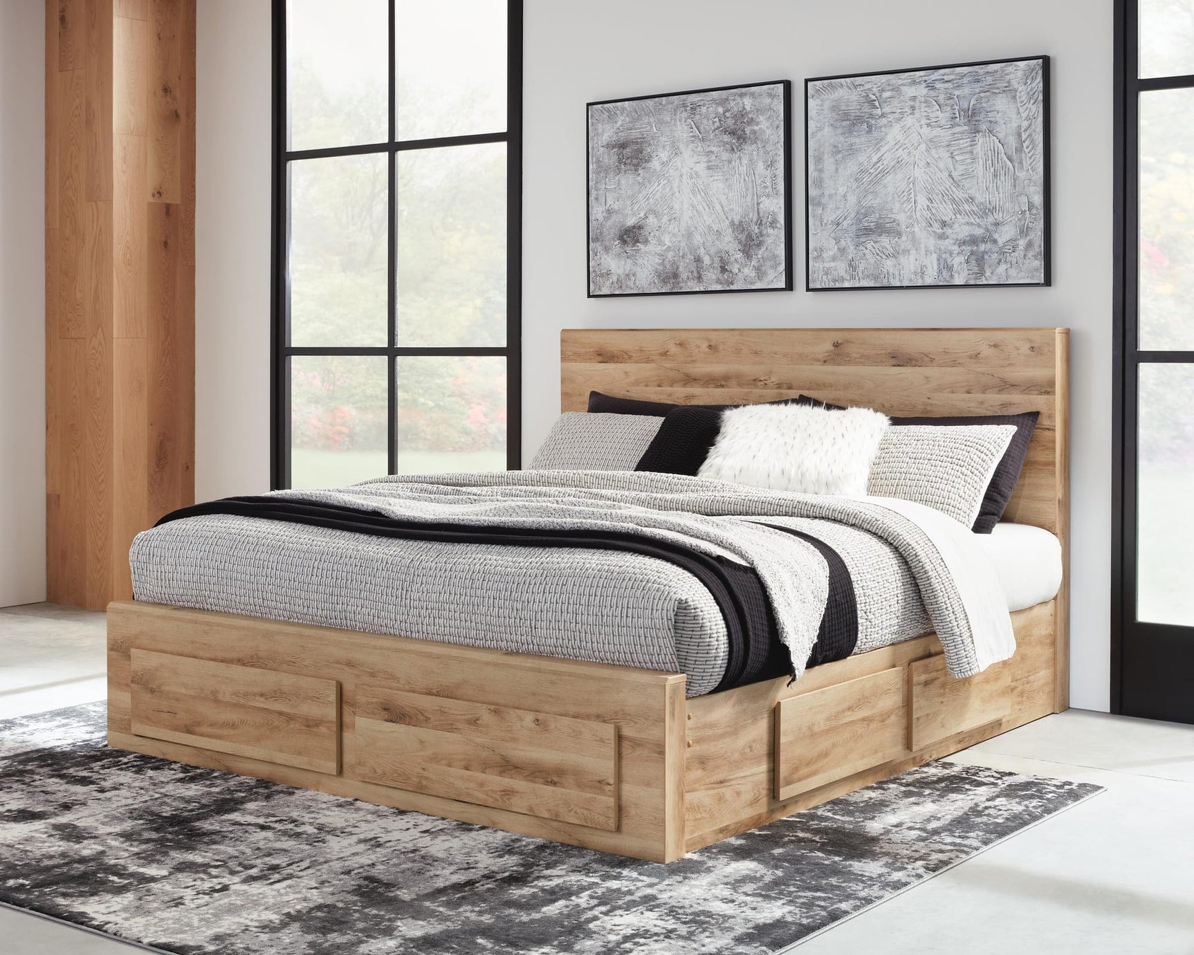 Hyanna Tan Brown Panel Storage Bedroom Set view 3