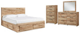 Hyanna Tan Brown Panel Storage Bedroom Set view 7