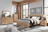 Hyanna Tan Brown Panel Storage Bedroom Set Queen 4: Bed, Dresser, Mirror, Chest from Ella Furniture