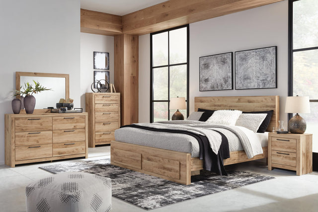 Hyanna Tan Brown Panel Storage Bedroom Set Queen 4: Bed, Dresser, Mirror, Chest from Ella Furniture