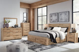 Hyanna Tan Brown Panel Storage Bedroom Set King 4: Bed, Dresser, Mirror, Chest from Ella Furniture