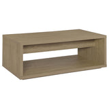 Ingram 2-Drawer Rectangular Coffee Table with Open Shelf Latte view 7