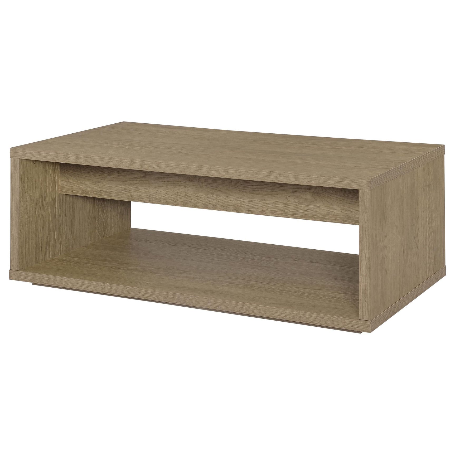 Ingram 2-Drawer Rectangular Coffee Table with Open Shelf Latte view 8