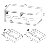 Ingram 2-Drawer Rectangular Coffee Table with Open Shelf Latte view 11