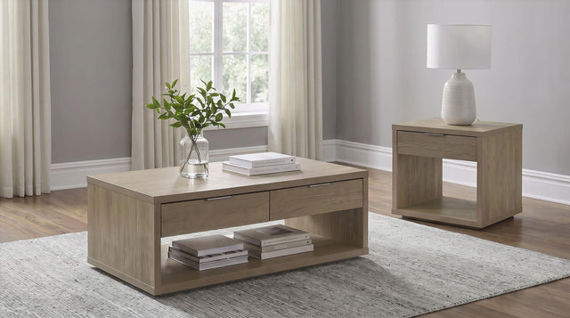 Ingram 2-Piece Coffee and End Table Set with Storage Latte from Ella Furniture