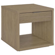 Ingram Square End Table with Drawer and Open Shelf Latte from Ella Furniture