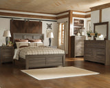 Juararo Dark Brown Panel Bedroom Set King 3: Bed, Dresser, Mirror from Ella Furniture