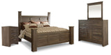 Juararo Dark Brown Poster Bedroom Set King 4: Bed, Dresser, Mirror, NightStand from Ella Furniture