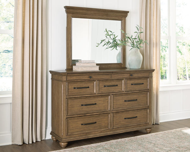 Karallin Medium Brown Dresser and Mirror from Ella Furniture