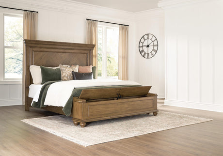 Karallin Medium Brown King Panel Storage Bed view 8