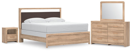 Kinlanni Tan Upholstered Panel Bedroom Set view 2