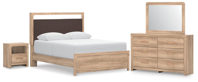 Kinlanni Tan Upholstered Platform Bedroom Set from Ella Furniture