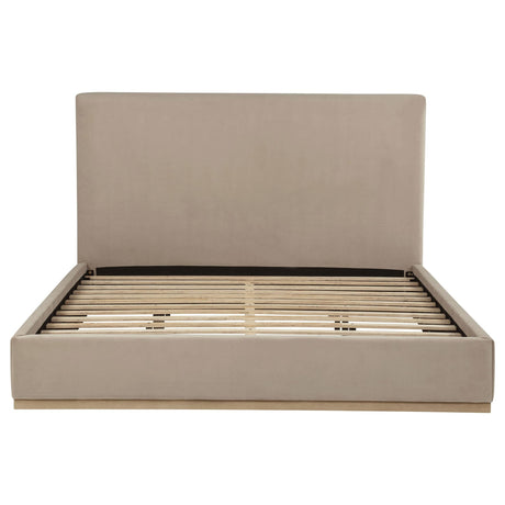 Knox Eastern King Fabric Upholstered Platform Bed Khaki view 3
