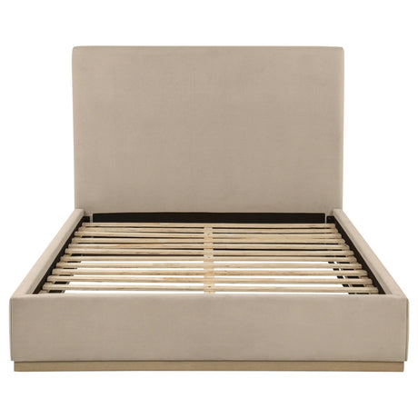 Knox Queen Fabric Upholstered Platform Bed Khaki view 3