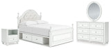 Kozlani White Upholstered Panel Storage Bedroom Set from Ella Furniture