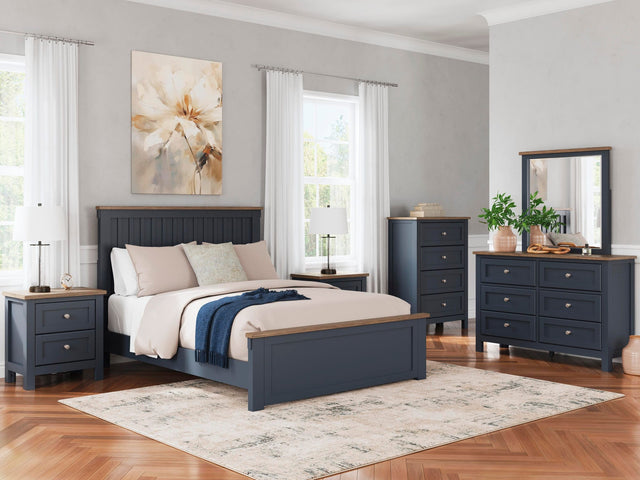 Landocken Brown/Blue Panel Bedroom Set view 9