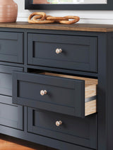 Landocken Brown/Blue Panel Bedroom Set detail view