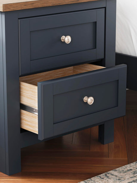 Landocken Brown/Blue Panel Bedroom Set detail view