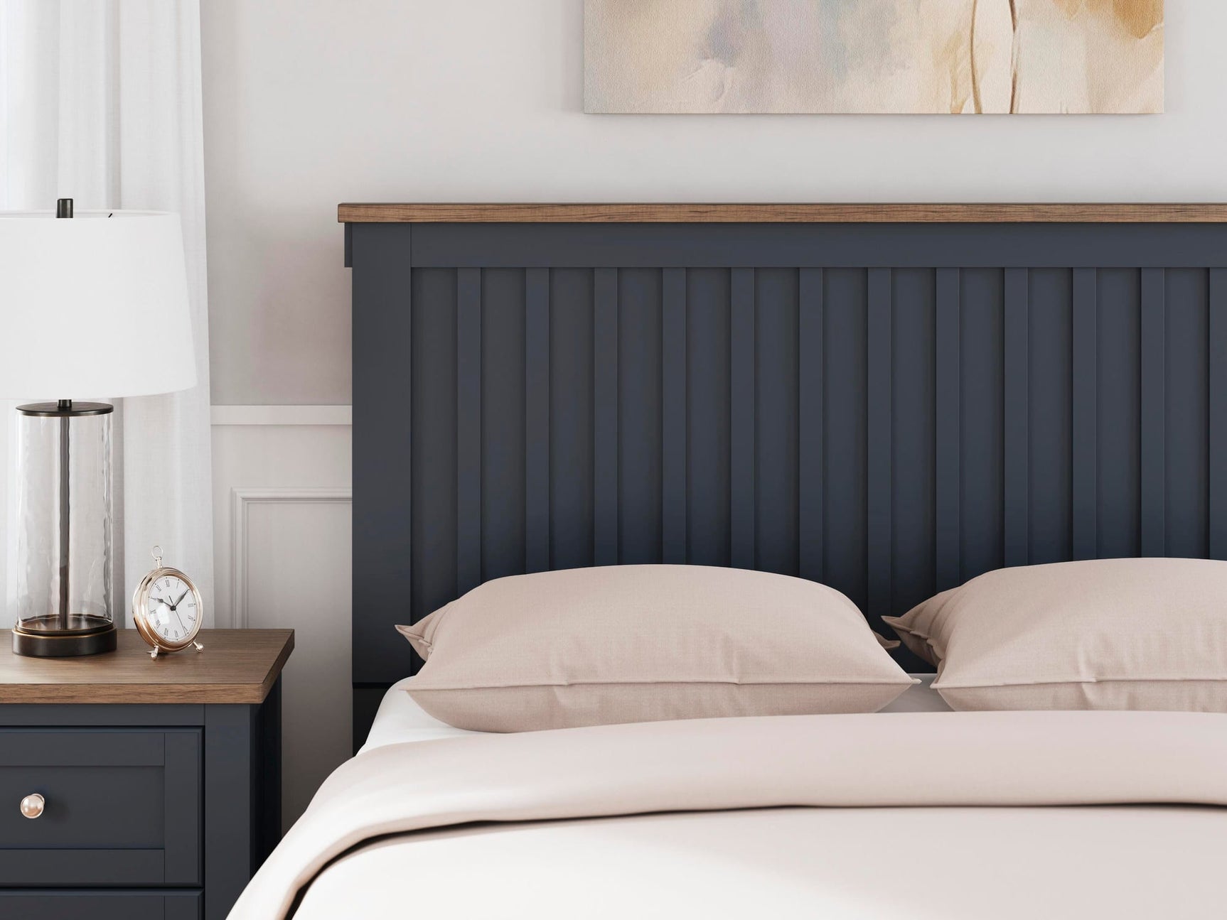 Landocken Brown/Blue Panel Bedroom Set Queen 4: Bed, Dresser, Mirror, Chest from Ella Furniture