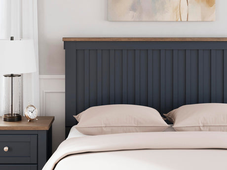 Landocken Brown/Blue Panel Bedroom Set Queen 4: Bed, Dresser, Mirror, Chest from Ella Furniture