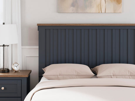 Landocken Brown/Blue Panel Bedroom Set Full 3: Bed, Dresser, Mirror from Ella Furniture