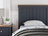 Landocken Brown/Blue Panel Bedroom Set Twin 3: Bed, Dresser, Mirror from Ella Furniture