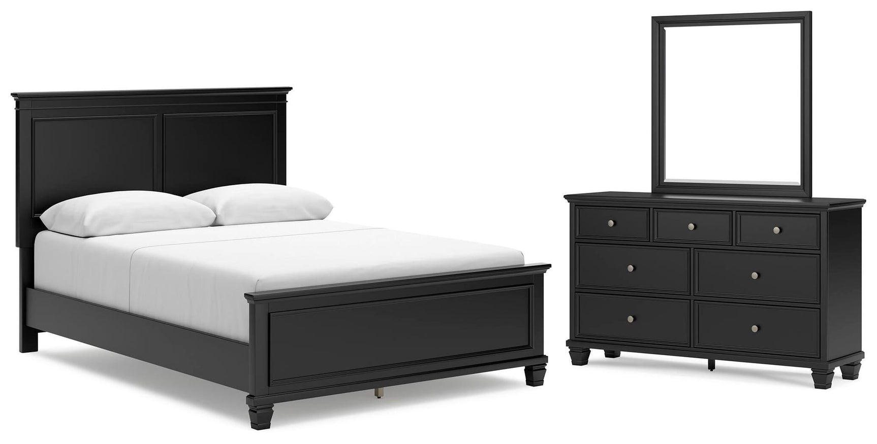 Lanolee Black Panel Bedroom Set Queen 3: Bed, Dresser, Mirror from Ella Furniture