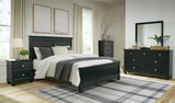 Lanolee Black Panel Bedroom Set Queen 5: Bed, Dresser, Mirror, Chest, NightStand from Ella Furniture