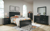 Lanolee Black Panel Bedroom Set Full 5: Bed, Dresser, Mirror, Chest, NightStand from Ella Furniture